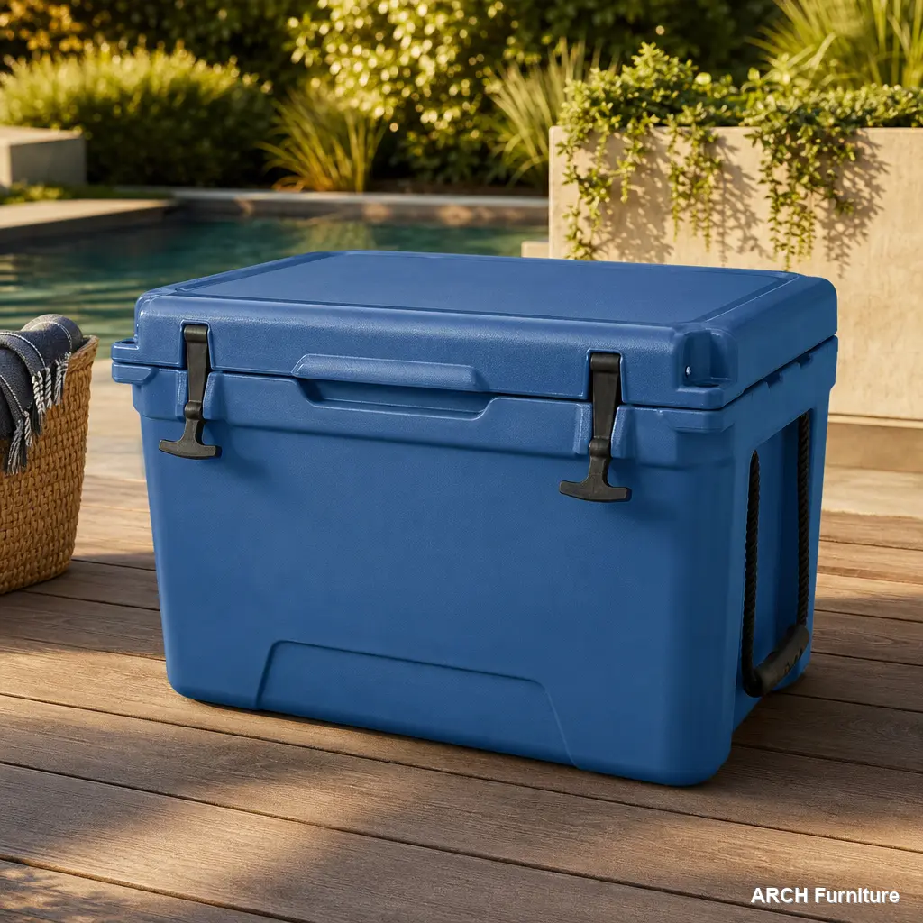 65QT Insulated Portable Cooler, Heavy-Duty Rotomolded Ice Chest with Secure Latches, Ergonomic Handles, Anti-Slip Surface and UV Protection, Fish Gauge, 65 Quart Cooler