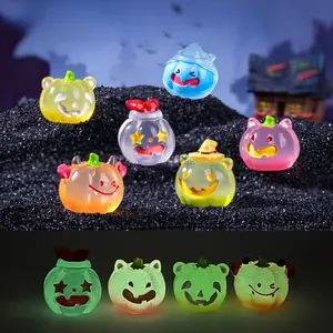 Glow-in-the-Dark Halloween Clown Pumpkin Cute DIY Decoration Accessories Micro Landscape Desktop Small Ornament for Festive Displays Figurines