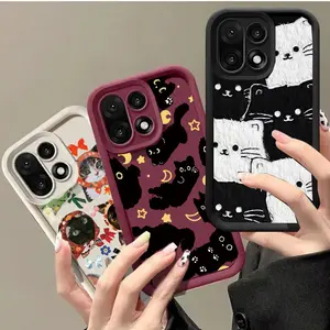 INS Cartoon Cute Black Cat Phone Case For Oneplus 15 13 13T 12 12R 11 11R 10R 8T NORD CE 6 5 2 3 4 LITE 5G NORD 5 Silicone Shell