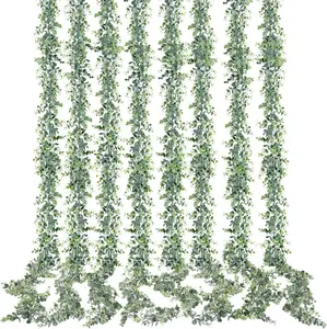 Artificial Eucalyptus Garland 8 Pack Fake Eucalyptus Greenery Garland Faux Hanging Plants Artificial Vines, 5.6 Feet/Strand for Wedding Backdrop Arch Wall Table Party Outdoor Festival Decor