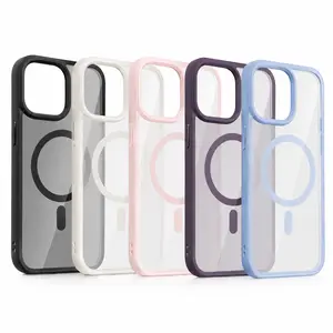 Luxury Strong Magnetic Magsafe Hard Case for iPhone 17Air 17 16 15 14 13 12 11 Pro Max Plus Transparent Matte Slim Shockproof Cover Protection Protective Cellphone Casing Screen Protector Casing Cellphone