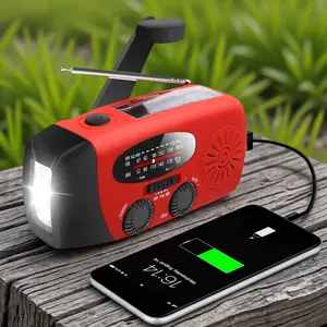 Portable Emergency Hand Crank Radio, AM/FM/NOAA Radio with 3 LED Flashlight, Solar Powered Radio with Mobile Power Charger for Indoor/Outdoor Survival Camping