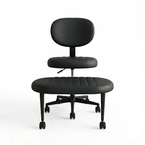 Ergonomic Cross-Legged Swivel Chair - Adjustable Height, Back Support, 360-Degree Swivel, Memory Foam Cushion, 5 Durable Casters for Home & Office