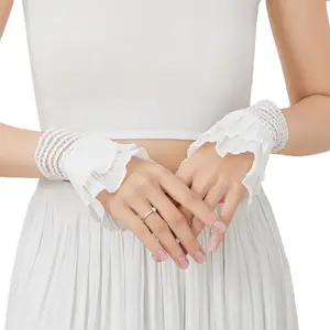 Fake Flare Sleeves Women Pleated Cuffs for Autumn Sweater Wrist Warmers Sleeve