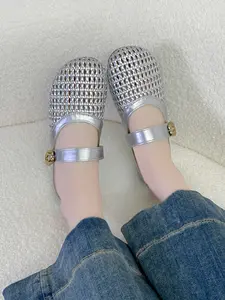 Casual Vintage Mary Jane Sandals Soft Sole Non-Slip Beach Vacation Breathable Mesh Slip-On Toe Thong Shoes Versatile Commuter