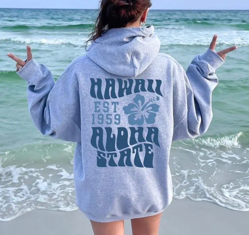 Hawaii Hibiscus Flower Hoodie, Aesthetic Flowers Hoodie, Aloha State Hoodie,Hawai Family Vacation Matching, VSCO Girls