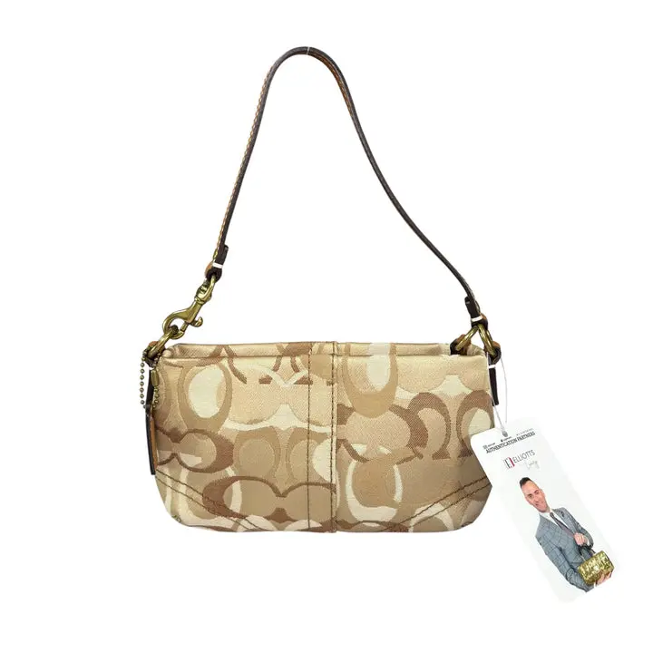 Pre-owned coach Canvas Shoulder Bags Y2K Mini Soho Signature Brown Jacquard Leather GHW Purse
