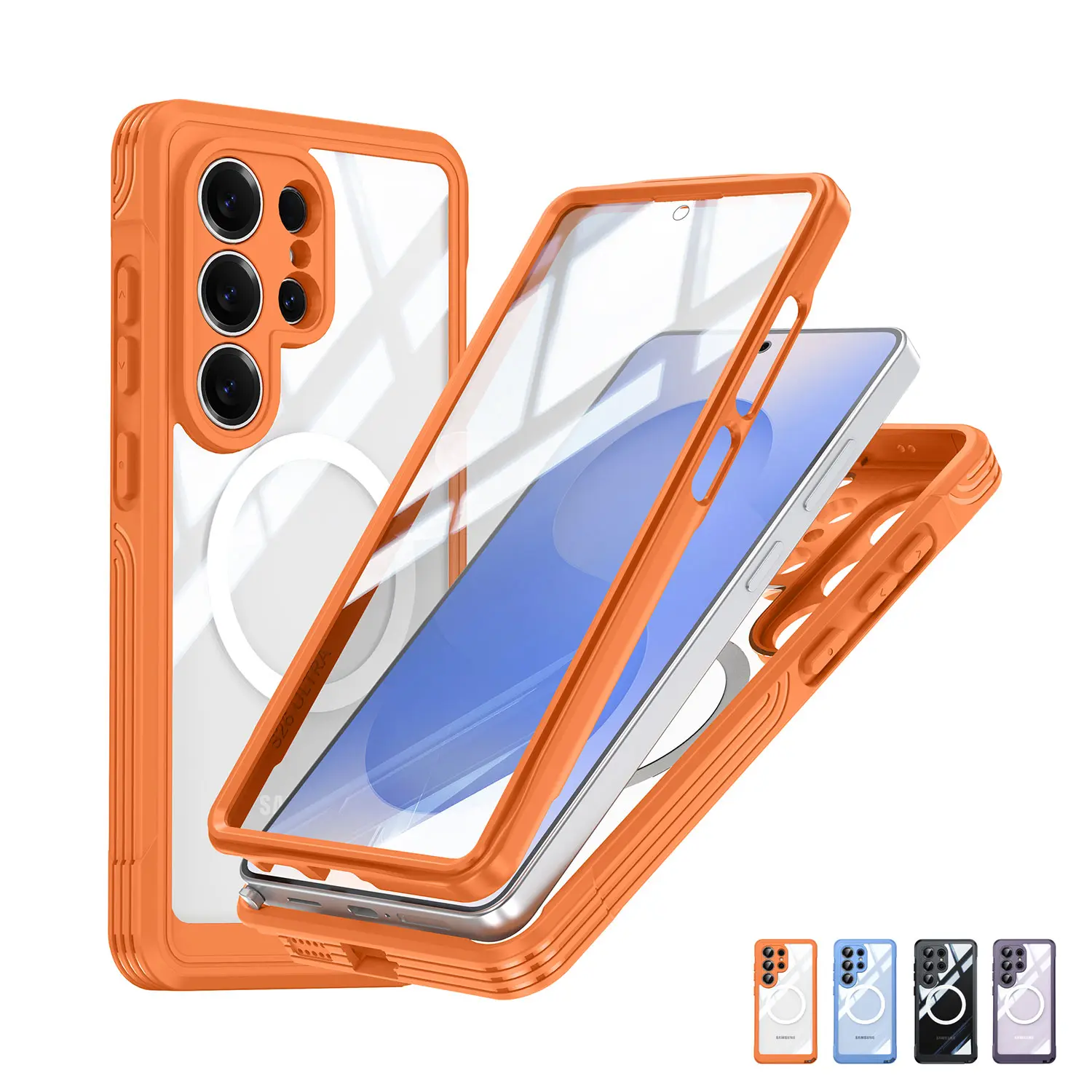 Magnetic Case for Samsung Galaxy S26 Ultra S25 S24, Military Grade Protection, Fit for MagSafe, Shockproof Dustproof Anti Slip Silicone Edge Clear Back Phone Cover