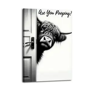 Vintage Highland Cow Art Painting Decorative Classic Poster Art Wall Art Oil Painting Art Canvas Poster Decorative Painting Porch Living Room Art Decoration