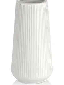 White Ceramic Vase,  Small Cute Flower Vase for Pampas Grass, Home, Living Room, Dining Table, Farmhouse, Office Decor, Bedroom, Table, and Kitchen Shelf (White)
