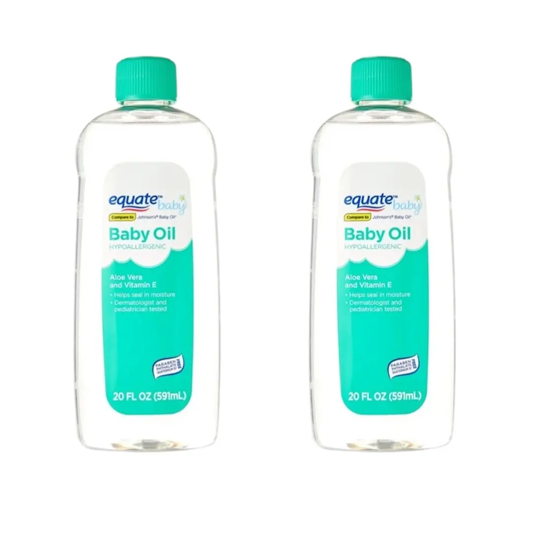 Equate Baby Hypoallergenic Baby Oil, 20 fl oz Pack of 2 - Gentle and Soothing for Sensitive Skin