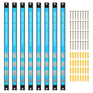 8-Pack 12" Magnetic Tool Holder Strip – Heavy Duty Metal Tool Magnet Bar for Garage Organization, Wall Mount Tool Rack for Workshop, Shed, Man Cave, Home – Strong Magnetic Grip, Space Saving Tool Storage Set