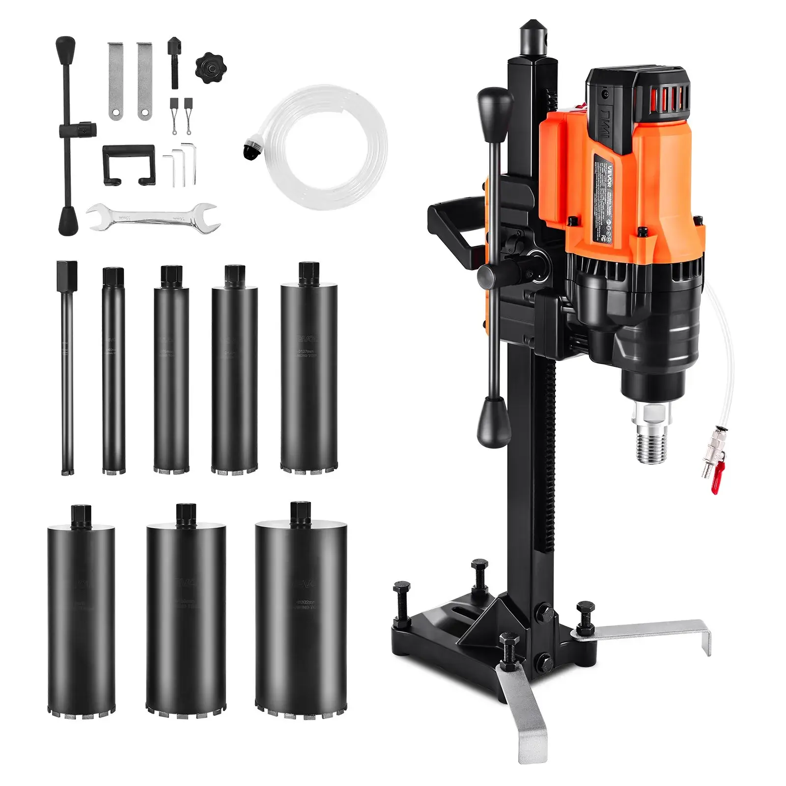 【DealsForYouDays】VEVOR Diamond Core Drilling Machine,0.8-8 in Drilling DiameterStand-Mount Dry and Wet Concrete Core Drill Rig with 8 Drill Bits800 RPM SpeedUNC1 1/4-7 Threadfor Concrete Brick Stone3000W