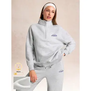 GLOWMODE Everyday Fleece Rise & Move Ultra-Soft Warm Loose Fit Side Pockets Half-Zip Pullover Sweatshirt Daily Casual Outdoors Gym Studio Winter Wear