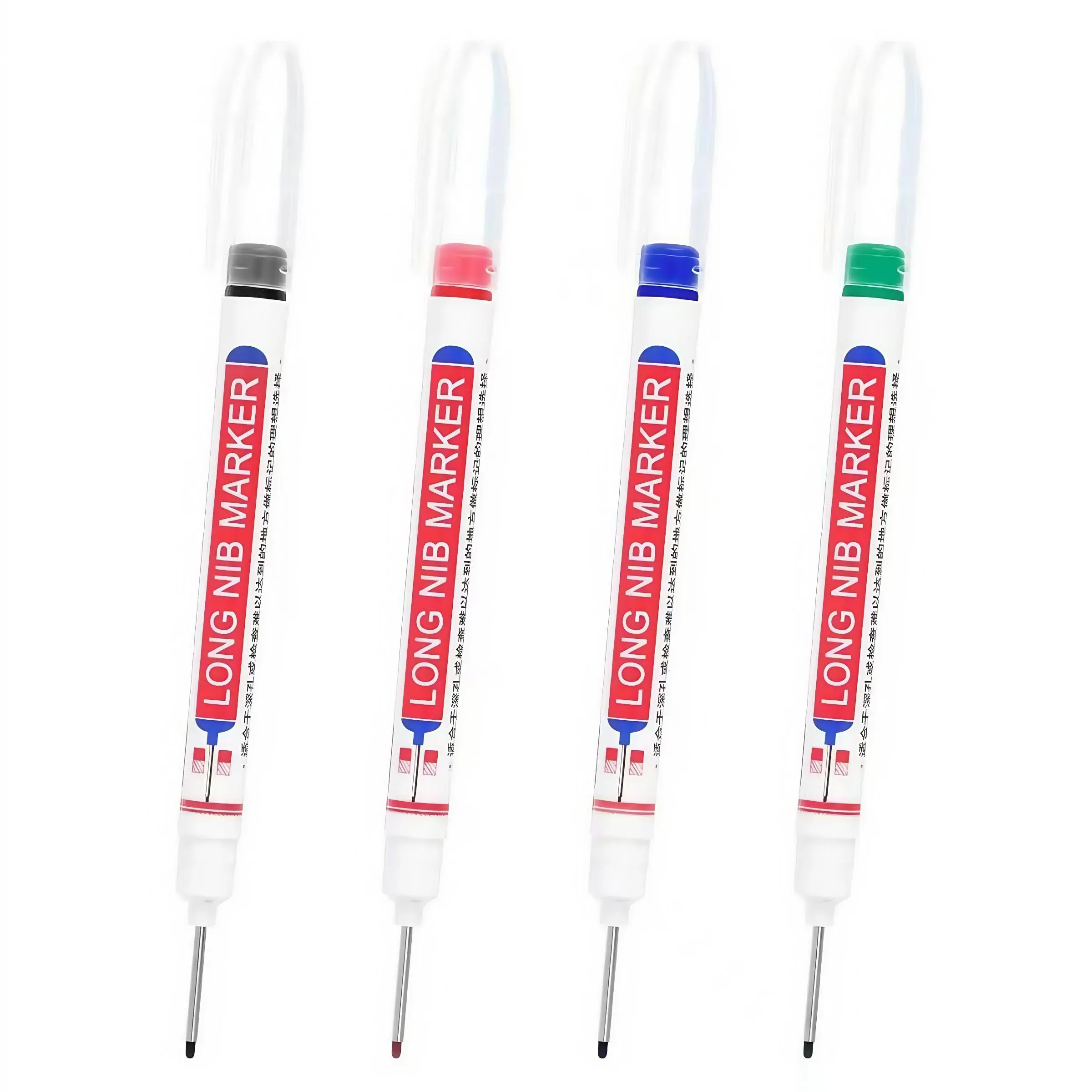 4-Pack Marking Pens, Permanent Oil Marker, Waterproof Ink Deep Hole Pens, 22mm Long Nib, Woodworking & Construction Use, Blue, Permanent Drawing Markers