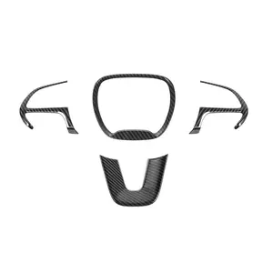 For 2015+ Dodge Challenger & Charger Carbon Fiber ABS Steering Wheel Decor Cover Kit Trim Black Wheel Center Trim Cover 4-Piece Set