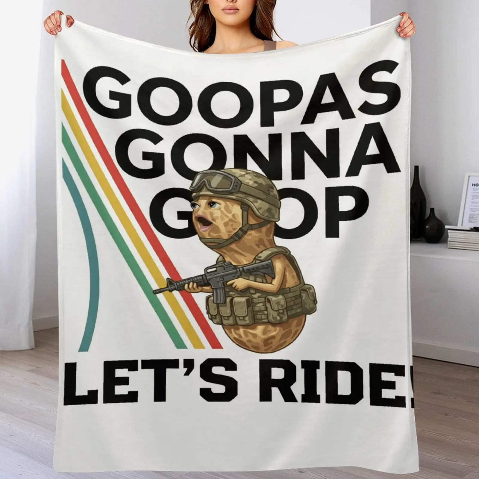Goopas Gonna Gop Funny Military Peanut Meme Blanket Viral Goofy Peanut Gift for Friends Soft Flannel Fleece Throw Blanket All Season Home Travel Camping