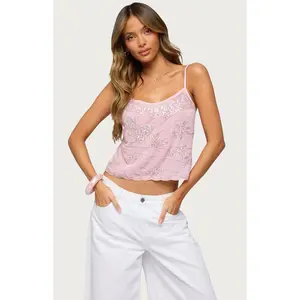 Edikted Women's Bead and Sequin Chiffon Tank Top
