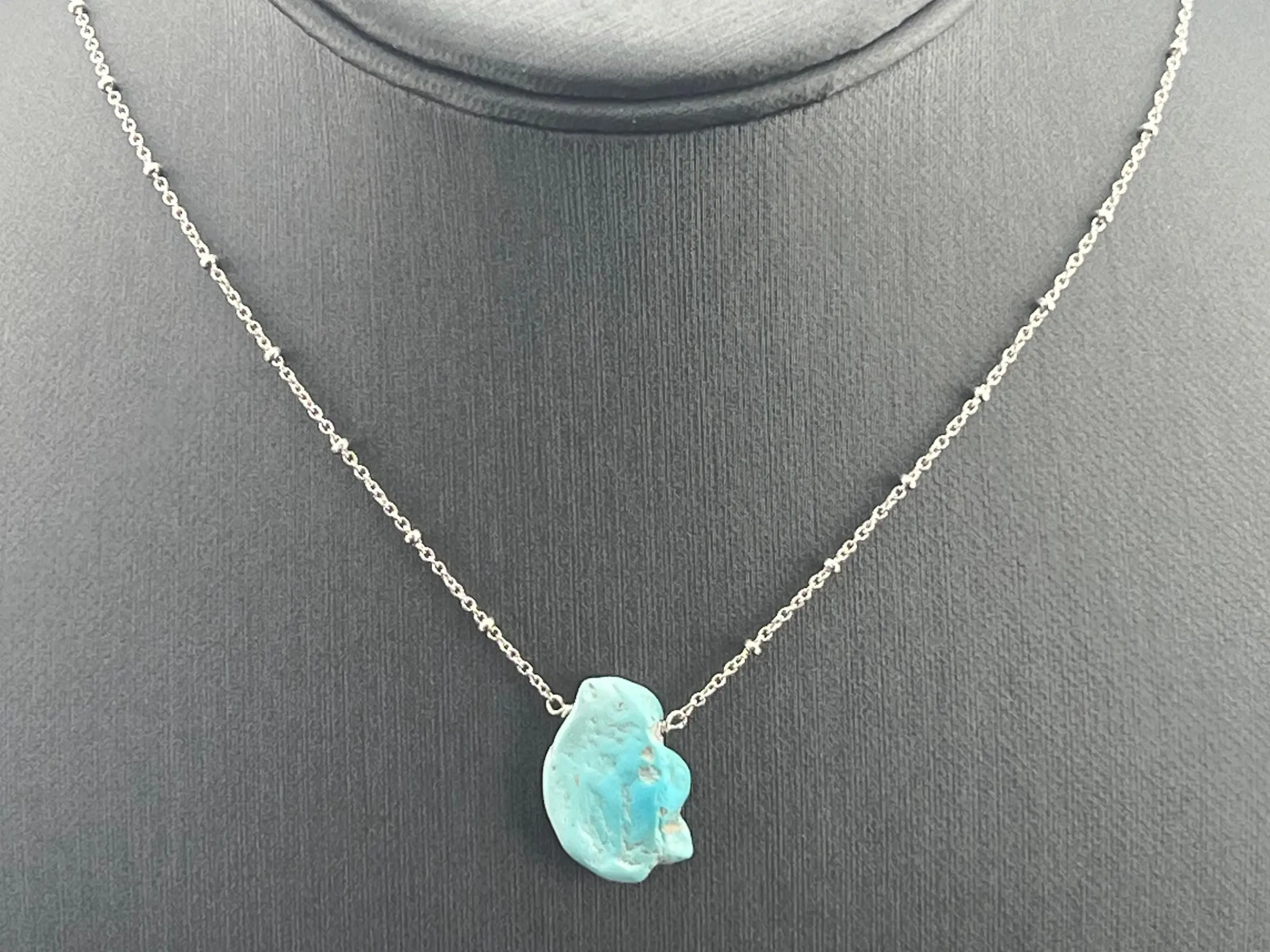 Genuine Turquoise Necklace • 925 Sterling Silver Chain • Real Turquoise Gemstone Jewelry