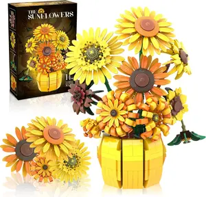 Van Gogh-Inspired Sunflowers Building Kit – Botanical Collection for Adults, Flower Pot Model for Women & Girls 14+, Home Decor