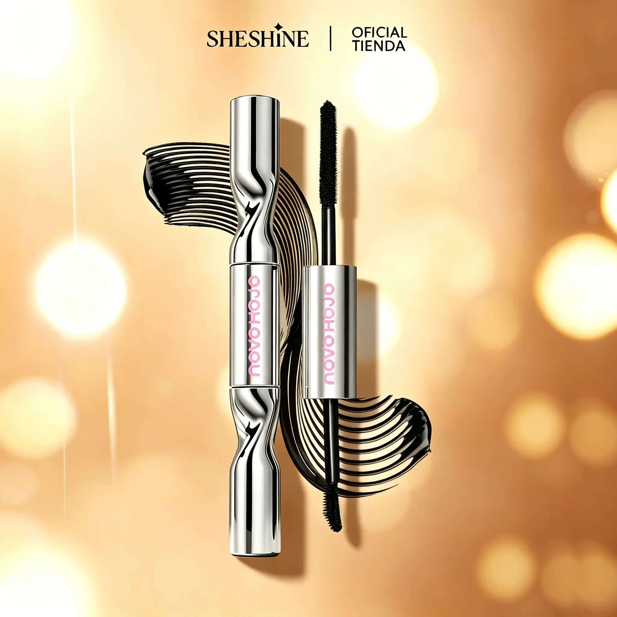 SHESHINE NOVO 2-in-1 Cosmetic Mascara - Lengthening & Volumizing, Water-Resistant, Long-Lasting, Dramatic Lash Effect for Latinas in USA, Lengthening Mascara, Makeup, Beeswax+E, Brush On Mascara