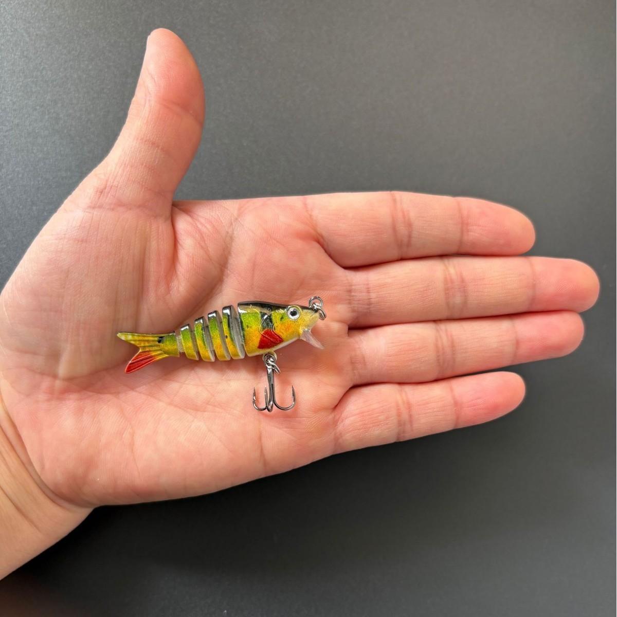 Easy Catch SwimMax Lures with BKK Hooks 3D Realistic Eyes ABS Material 6 Segments for Bass Trout Walleye Ultra Sharp Treble Hooks Lifelike Fishing Baits