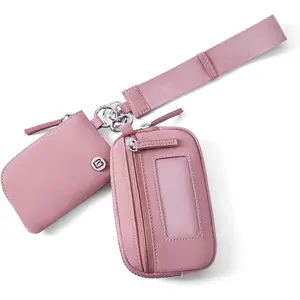 Nylon Wristlet Wallets, Dual Pouch  Wristlet Wallet, RFID Small Wallet With  Pouch,ID Window For Travel
