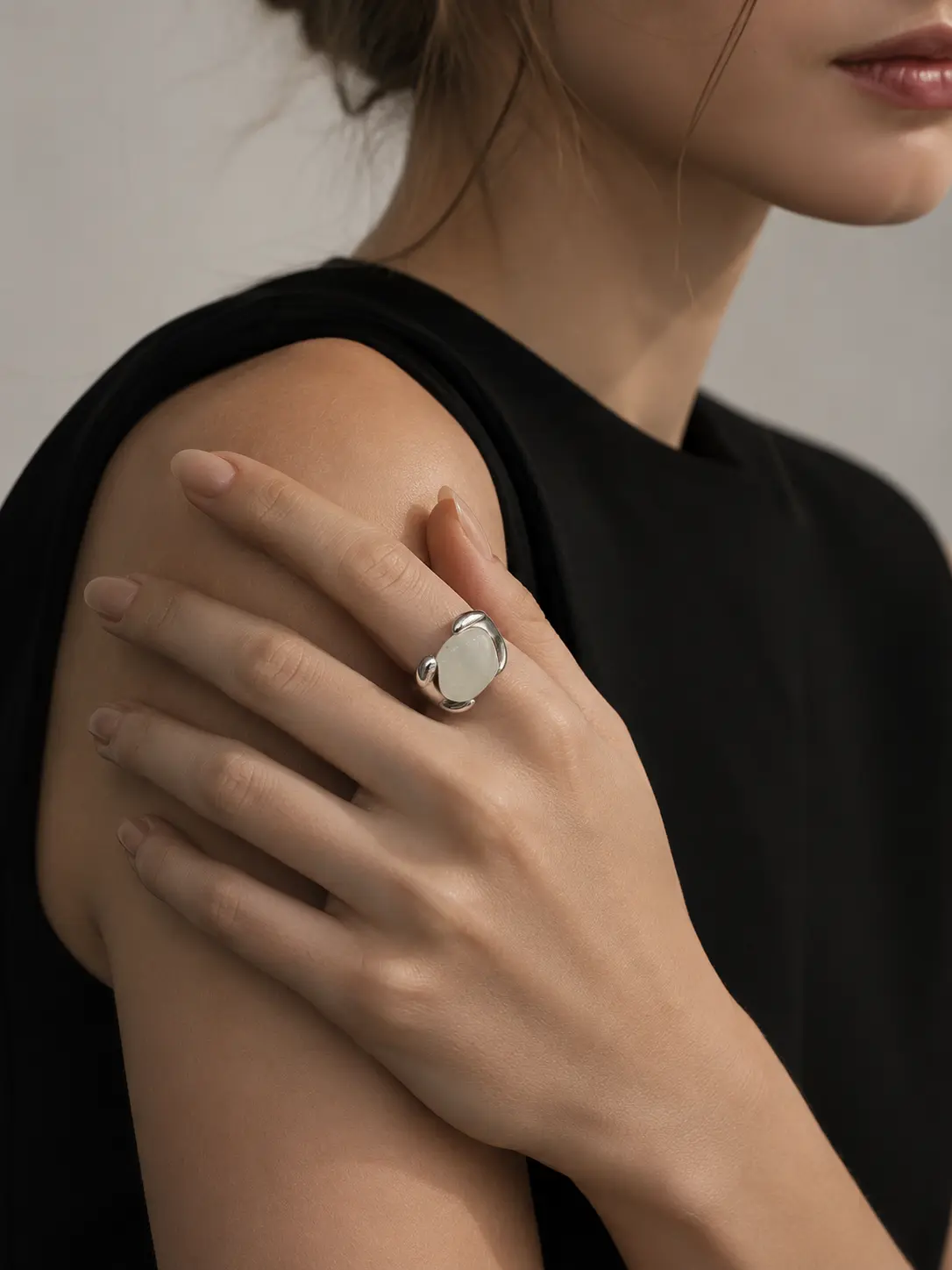 Moonstone Statement Open Ring