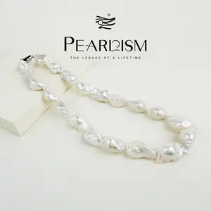 【Adee】PEARLISM Trendy Everyday Freshwater Baroque Pearl Necklace | Statement Silver Hypoallergenic-AFBN003（N47）