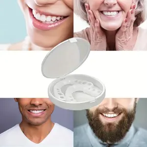 4-Piece Easy Clean Temporary Dentures - 2 Upper 2 Lower Comfort Fit For Daily Wear & Cosplay