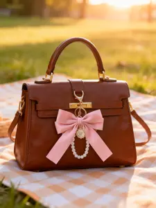 Women's Fashion Bag Pendant, Creative Bow Pearl Chain Keychain, Versatile Style Ribbon Design, Suitable for Shoulder Bags & Handbags, Stylish Playful Charm, Purse Charm, Bag Charms, Cute Bag Pendant, Bag Accessories