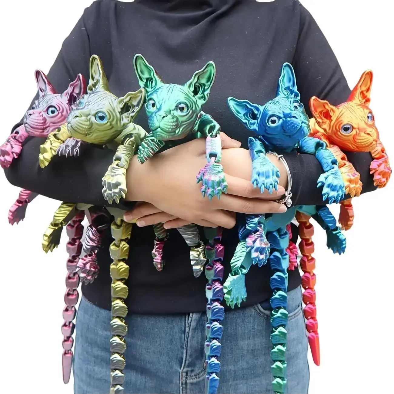 3pcs Large 3D Printed Cat, 19.96 Inches and 9.06 Inches ,ADHD, Sphynx Cats, Stress Relief Toys For Adults, 3D Printed Animals,party decoration gifts,3d fidget toys,Home Goods - Festive & Party Supplies,Small ornaments and statues