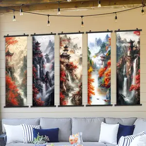 Beautiful Landscape Poster Set, Traditional Chinese Art Prints, Modern Wall Decor for Living Room & Bedroom, High-Quality Waterproof Canvas