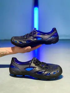 1 Pair Men's Hole Shoes: Adjustable Shoelace, Hollow Ventilation, Anti-Slip & Wear-Resistant, Summer Beach Creek Shoes