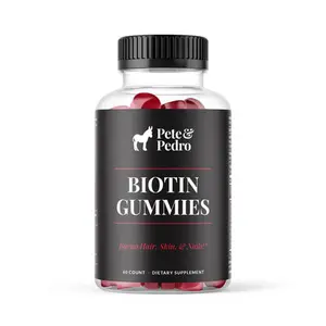 Biotin Gummies - For Hair, Skin & Nail Growth & Health For Women & Men | Hair Growth Supplement | Stronger Skin & Nails | Vitmain A, C, D, E, B12, & Zinc | Gluten-Free, Shellfish-Free, & Non-GMO | Cherry Flavored, 60 Count
