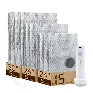 【Summer Vibes】[2026 Upgraded]X7 Cordless Travel Vacuum Bag SetVacuum Bags for Travel withRechargeable air Pump, 15 Pack Carry-on Size Compression Packing Bags forLuggage and Suitcase, Space Saver forClothes and Clothing Travel ZipperPouches Organiser