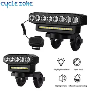 8 LED Mountain Bike Front Light USB Rechargeable 130 Decibel Bike Horn Bicycle Horn Easy Installation 6 Modes Night Riding Bike Headlight Mtb Lights