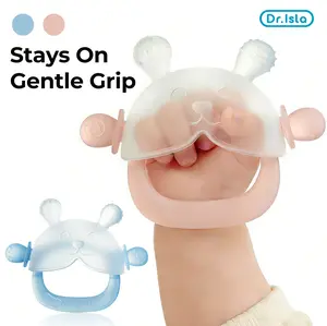 [Mother's Day Gift]Dr.Isla Bunny Buddy Clear Frosted Silicone Teething Mittens - Easter Basket Stuffers for Baby, BPA Free, Drop-Proof Hand Protector for Babies 3M+, Food Grade & Multi-Textured - for Safe Exploration & a Peaceful Family Meal