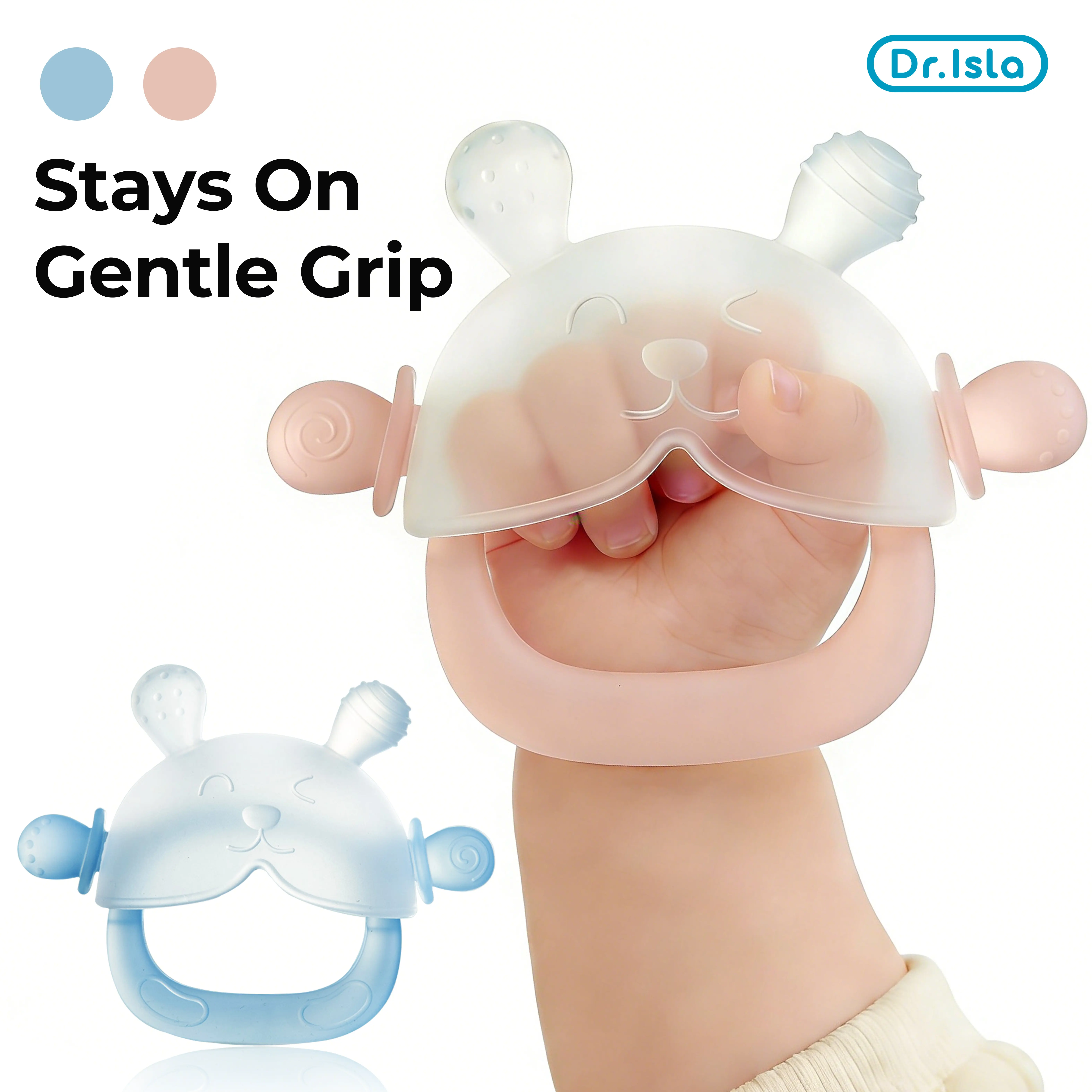 Dr.Isla Bunny Teether Mitten, Nano Plasma Anti-Dust Tech, Safe Exploration - No Gagging, Wearable Anti-Falling Wristband Design, Soft Food Grade Silicone, BPA Free, Multi-Textured Gum Soother, Learning Grasping Toy 3-18 Months