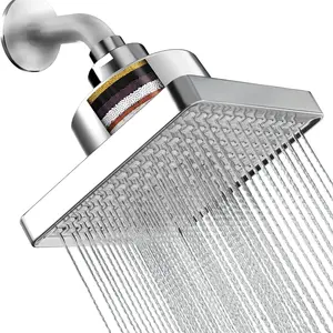 Filter Top-Spray Shower Head, 6-Inch Detachable Pressurized Shower Head for European and American Bathrooms, High-Pressure Water Saving Design, High Pressure Filtered Shower Head