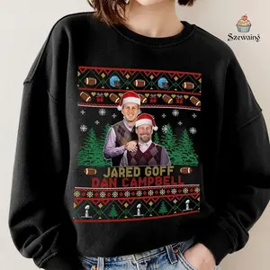 Jared Goff Dan Campbell Ugly Christmas Sweater, Detroit Football, Football Fan Shirt, Football