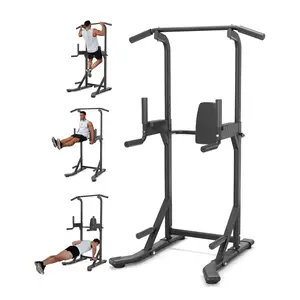 Multi-Functional Pull Up Bar Power Tower - 450 lbs Capacity Adjustable Dip Station - Strength Training Equipment for Home Gym
