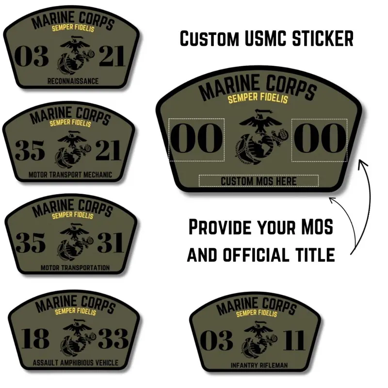 United States Marine Corps Custom MOS Sticker Water Bottle Decal