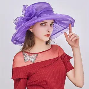 Hat Women's Mesh Foldable Sun Hat Spring Summer British Style Wide Brim Hat with Bow