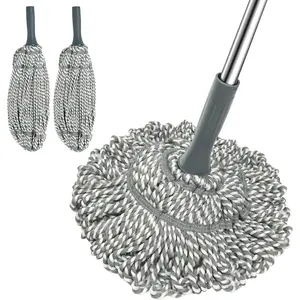 Self Wringing Mop Floor Cleaning, Easy Squeeze Twist Mop, Heavy Duty Wet Mops for Cleaning Hardwood Tile Vinyl Laminate Floors (Gray- 2 )
