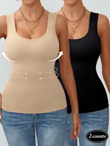 Women's Waist Trainer Tank Top, Tight Fit Belly Control Vest, Comfortable Seamless Innerwear, Slimming Body Shaper, Casual Style