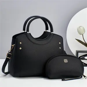 Medium Size Women's 2-Piece Handbag Set with Stylish Dome-Shaped Purse & Matching Compact Wallet, Comfortable Dual Top Handles & Adjustable Crossbody Strap for Versatile Carrying