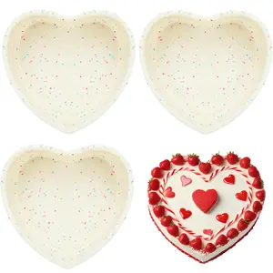 3 PCS Silicone Heart Shaped Cake Pans Nonstick Heart Baking Cupcake Mold for Valentine's Day, Birthday, Wedding, Microwave and Oven Safe