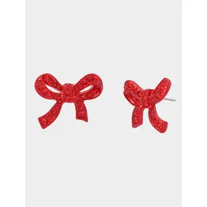 Betsey Johnson BOW STUD EARRINGS RED