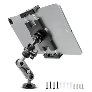 Aluminum Heavy Duty Drill Base Tablet Holder Car Mount Dashboard  360 °   Adjustable 2-stage Stand For 4.7-12.9" Ipad Pro/air/mini/samsung Galaxy Tab Truck Wall Desk Commercial Vehicle